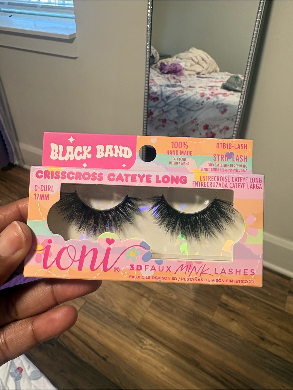 Black Band Crisscross Cateye Long Pink Faux Mink Lashes